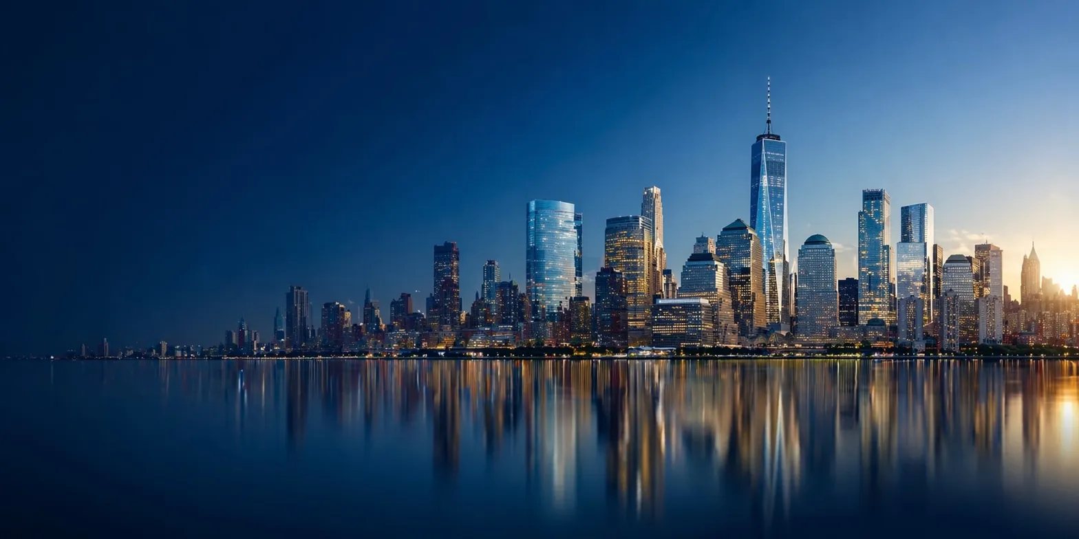 City skyline at dusk