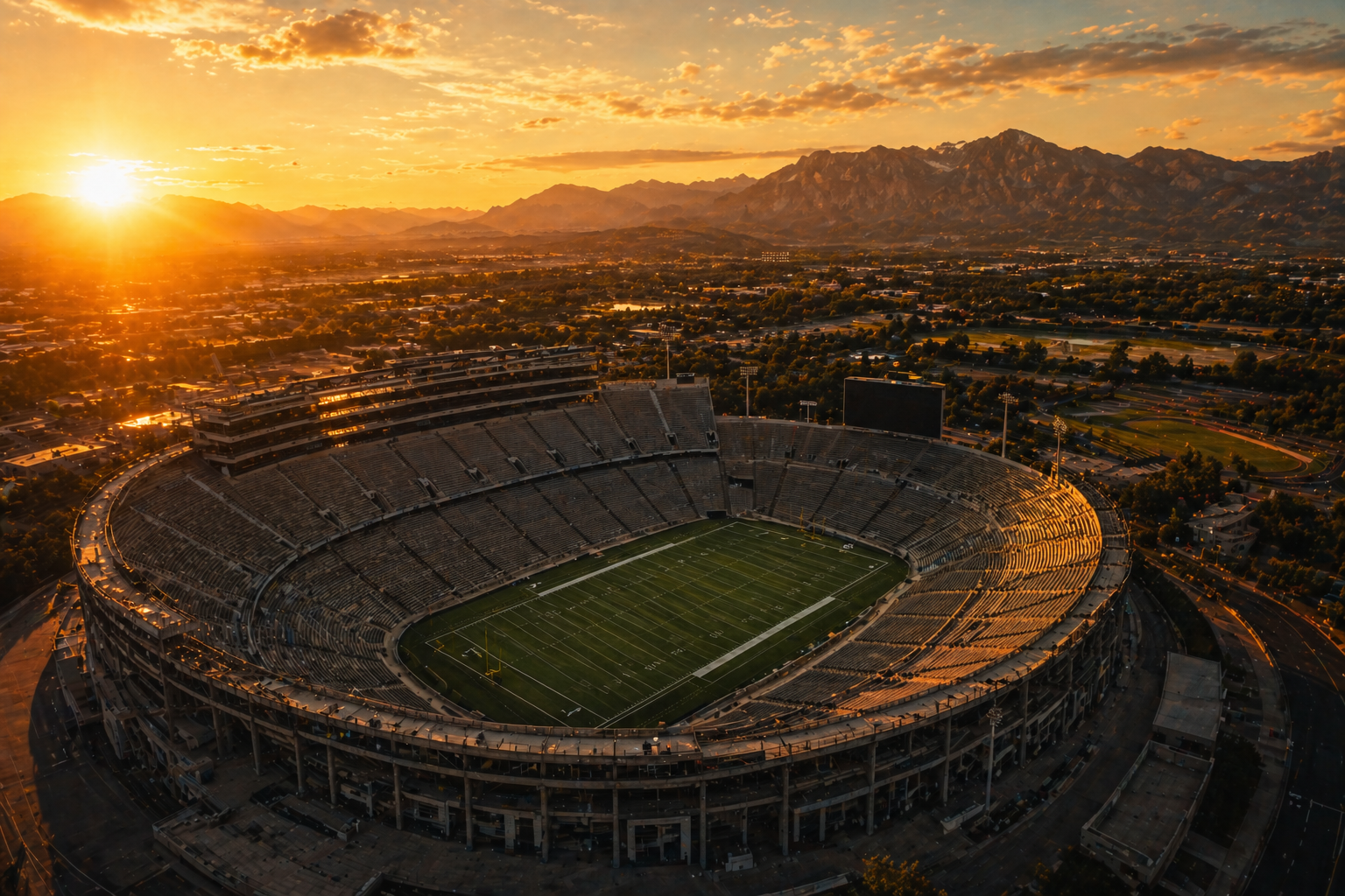 Stadium at sunset